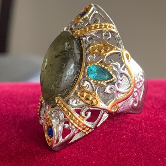 Rare Smokey Quartz Statement Ring Size 6.25/6.5 Stamped 316L SS Stainless Steel - Picture 7 of 17